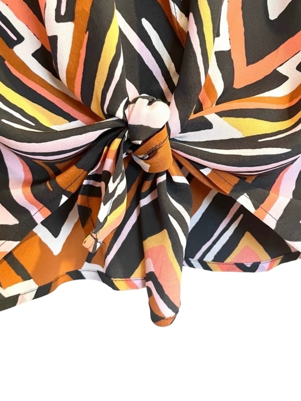 Marie Oliver Silk Chevron Tie Front Blouse XS Boho Multicolor - Picture 3 of 7